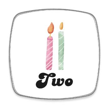 2e anniversaire bougie - Magnet carré - blanc - Devant