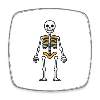 Squelette Bande Dessinée Halloween - Magnet carré - blanc - Devant