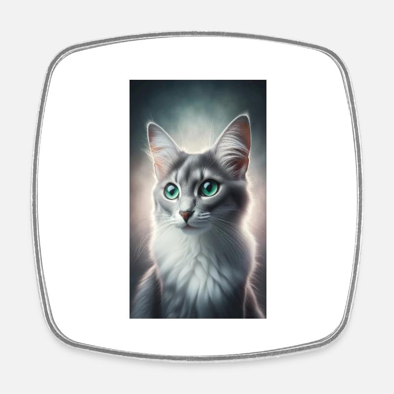 Cat - Square fridge magnet - white