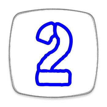 2 Zahl Symbol - Viereckiger Kühlschrankmagnet - Weiß - Vorne