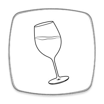 Verre à vin - Magnet carré - blanc - Devant