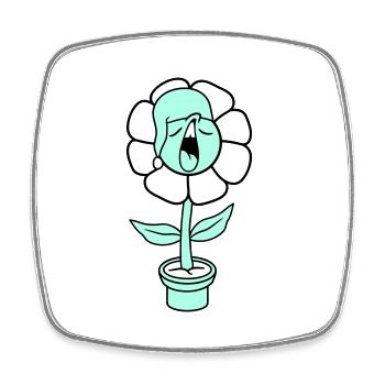 Yawning Tired Sleepy Head Flower Face Flower Pot - Square fridge magnet - white - Front