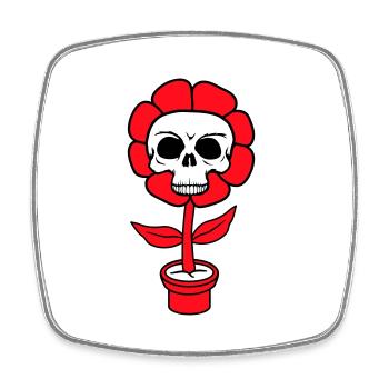 Evil Halloween Flower Skull Skull Horror Pot - Square fridge magnet - white - Front
