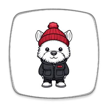 West Highland Terrier Dog Winter - Square fridge magnet - white - Front