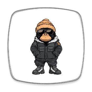 Gorilla Winter - Viereckiger Kühlschrankmagnet - Weiß - Vorne