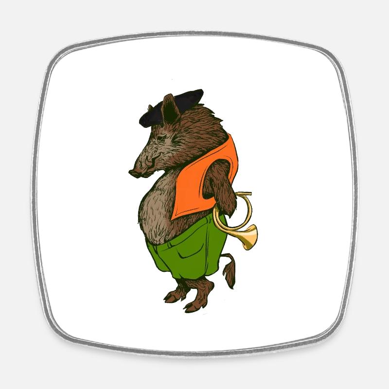 Wildschwein, der Jäger - Viereckiger Kühlschrankmagnet - Weiß