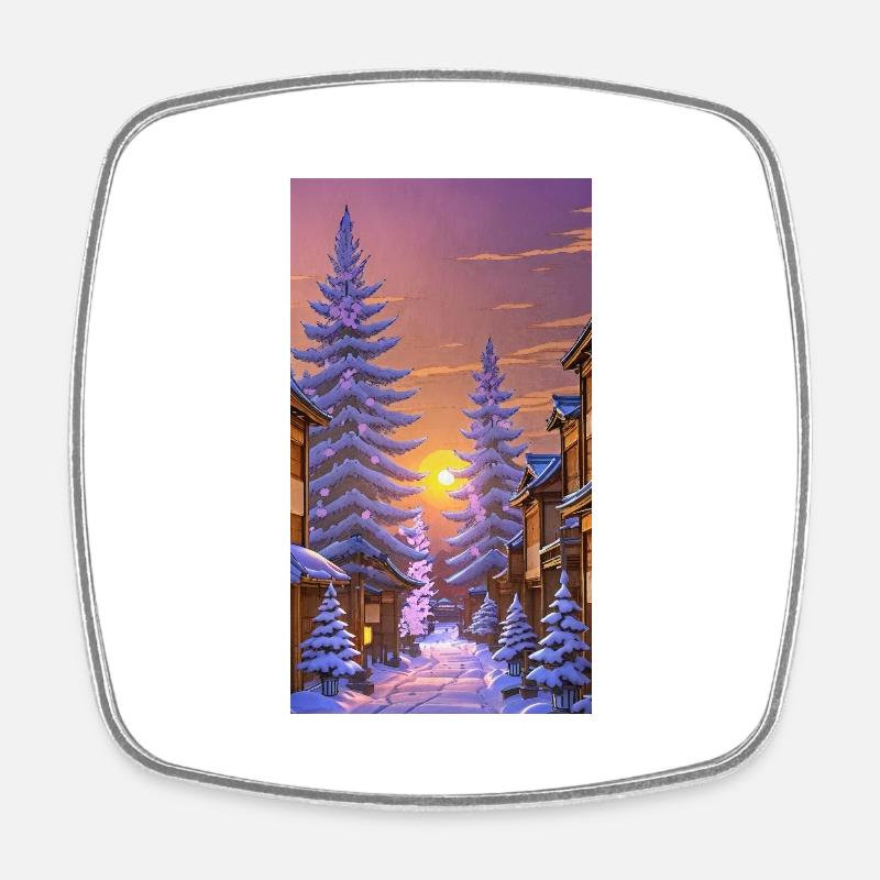 Coucher de soleil d’hiver dans un - Magnet carré - blanc