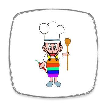 CHEF LGBT Les chefs cuisiniers Rainbow Kitchen - Magnet carré - blanc - Devant