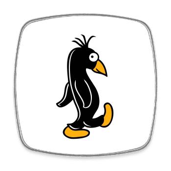 Pinguin läuft ulkig dumm guckt lustig doof albern - Viereckiger Kühlschrankmagnet - Weiß - Vorne