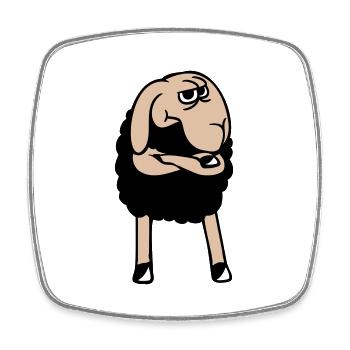 Black Sheep Crossed Arms Insulted Sour - Square fridge magnet - white - Front