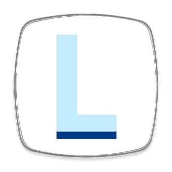 Lettre l bleu pop et moderne - Magnet carré - blanc - Devant