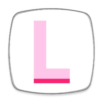 Pop und moderner rosa Buchstabe l - Viereckiger Kühlschrankmagnet - Weiß - Vorne