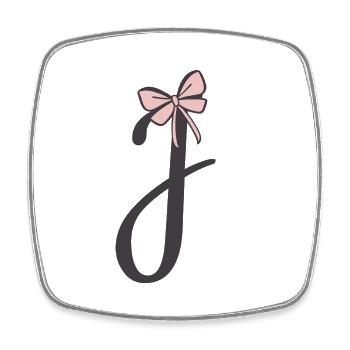Initial Letter J Ribbon - Square fridge magnet - white - Front