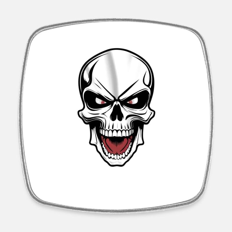 Rock Music Skull - Square fridge magnet - white