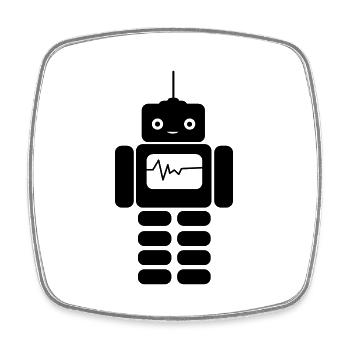 robot - Square fridge magnet - white - Front