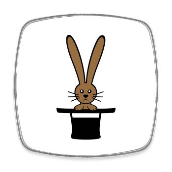 Lapin Chapeau Haut de forme Sorcier Lapin Sorcier Mignon - Magnet carré - blanc - Devant