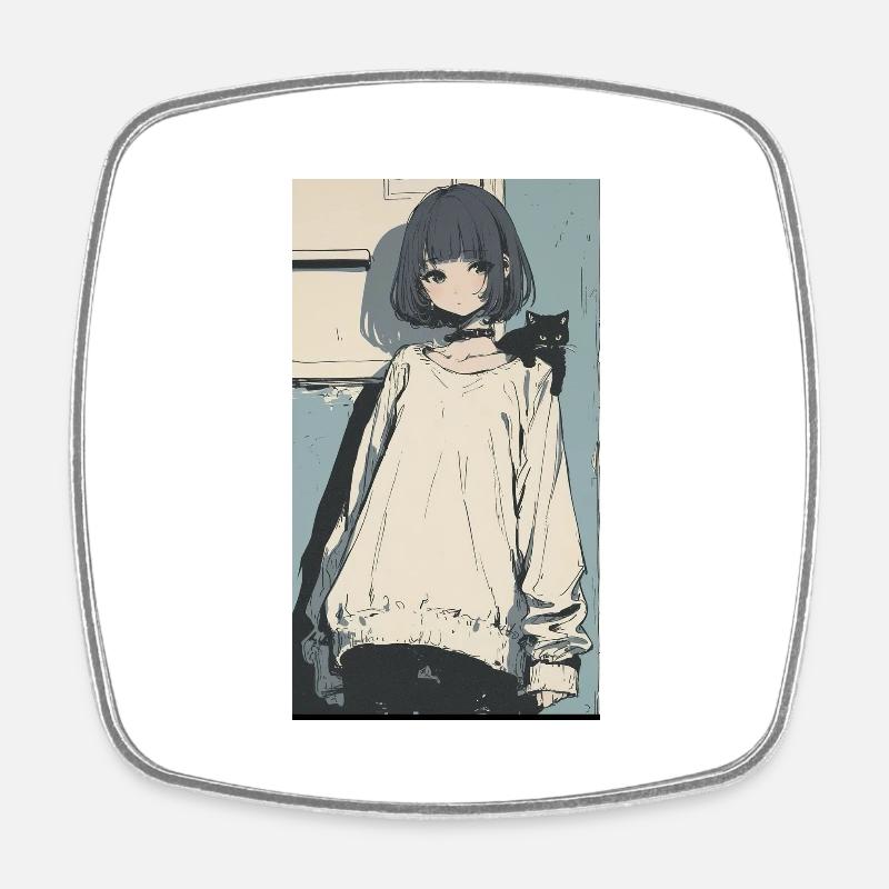 SWS ANIME - Magnet carré - blanc