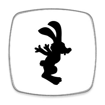 Bunny Jumping Hopping Bunny Funny Hopping Jumps Cool - Square fridge magnet - white - Front