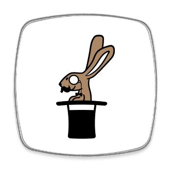 Sir Hase Monokel Brille Bart Zylinder Hut Zauberer - Viereckiger Kühlschrankmagnet - Weiß - Vorne