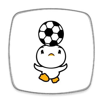 Ente spielt Fußball Kopfball Ball Kopf balancieren - Viereckiger Kühlschrankmagnet - Weiß - Vorne