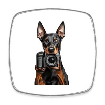 Dobermann - Viereckiger Kühlschrankmagnet - Weiß - Vorne