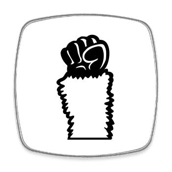 Lama Faust hochstrecken Haarig Affe Rebellion Hand - Viereckiger Kühlschrankmagnet - Weiß - Vorne