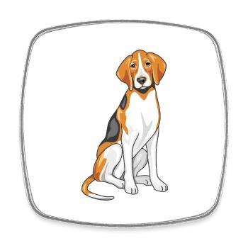 Sitting foxhound - Square fridge magnet - white - Front