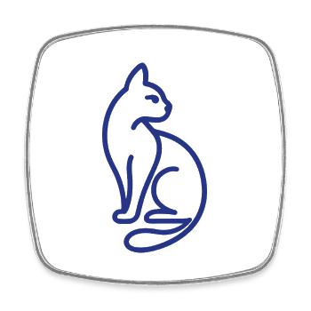 Katze – Minimalistisches Katzenmotiv - Viereckiger Kühlschrankmagnet - Weiß - Vorne
