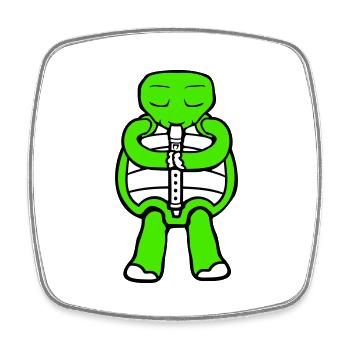 Turtle Flute Playing Music Hobby Instrument - Square fridge magnet - white - Front