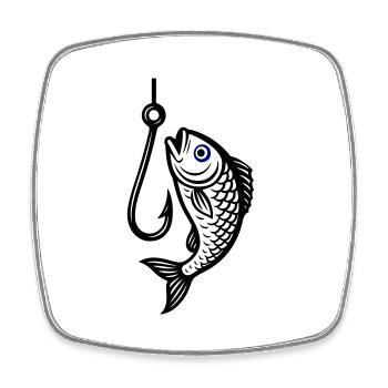 Fish Hook Fish Icon - Square fridge magnet - white - Front