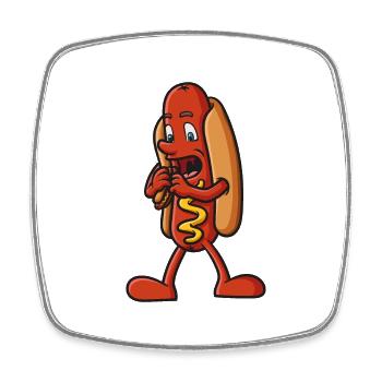A hot dog eats a small hot dog - Square fridge magnet - white - Front