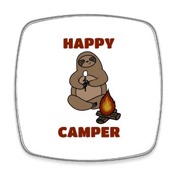 Camping Quote, Happy Camper, Sloth - Square fridge magnet - white - Front