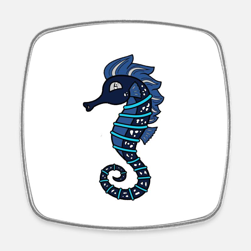 Seahorse Logo - Square fridge magnet - white