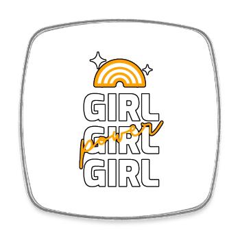 Girl Power and Strong Woman - Viereckiger Kühlschrankmagnet - Weiß - Vorne
