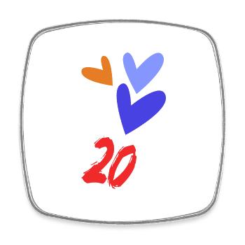 20. 20 ANS. 20e ANNIVERSAIRE. ANNIVERSAIRE 20 ANS. - Magnet carré - blanc - Devant