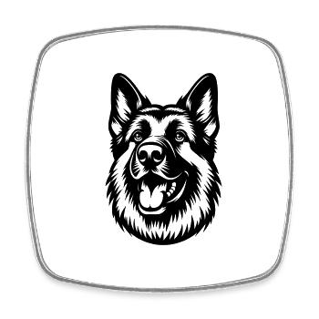 German Shepherd Drawing Head - Square fridge magnet - white - Front