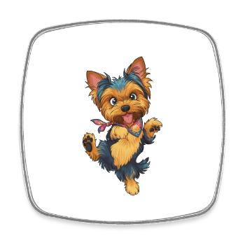 Niedlicher verspielter Yorkie Yorkshire Terrier - Viereckiger Kühlschrankmagnet - Weiß - Vorne
