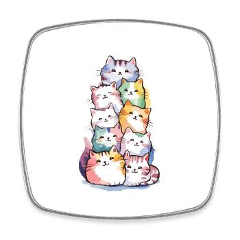 Liebenswerter Stapel bunter Katzen für - Viereckiger Kühlschrankmagnet - Weiß - Vorne