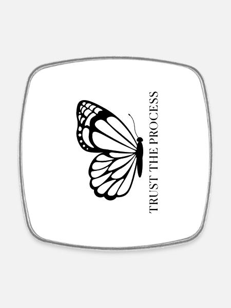 Trust the Process Butterfly Minimal Tee - Viereckiger Kühlschrankmagnet - Weiß