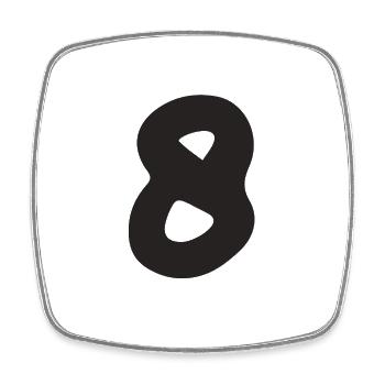 8 - Viereckiger Kühlschrankmagnet - Weiß - Vorne