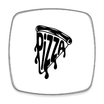 Pizza - Lustige Pizza Zitat T-Shirt - Viereckiger Kühlschrankmagnet - Weiß - Vorne