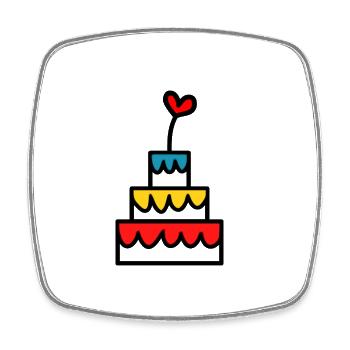 HAPPY BIRTHDAY. JOYEUX ANNIVERSAIRE. GÂTEAU. - Magnet carré - blanc - Devant