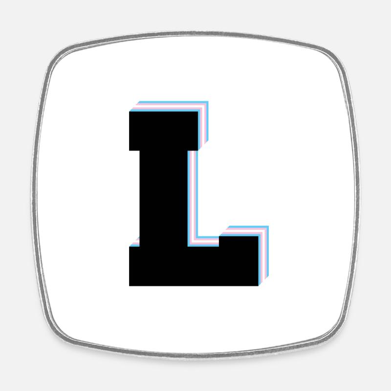 Lettre L - Drapeau transgenre - Magnet carré - blanc