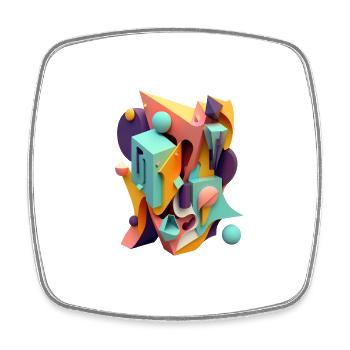 3D - Viereckiger Kühlschrankmagnet - Weiß - Vorne