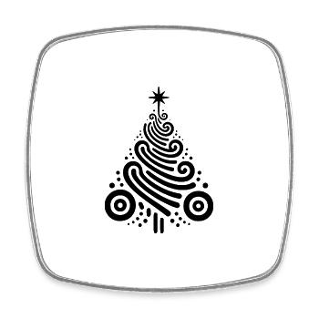 Kreative Weihnachtsbaumdarstellung mit Ornamenten - Viereckiger Kühlschrankmagnet - Weiß - Vorne
