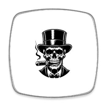 Gothic Skull Ästhetik trifft auf Halloween Style - Viereckiger Kühlschrankmagnet - Weiß - Vorne