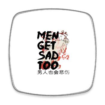 japanese style Men get sad too - Viereckiger Kühlschrankmagnet - Weiß - Vorne