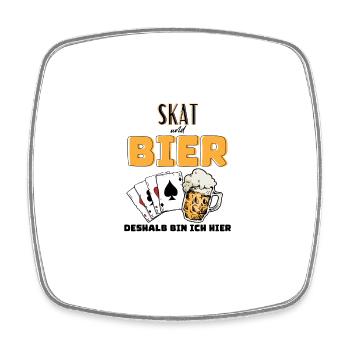 Skat et bière - Magnet carré - blanc - Devant