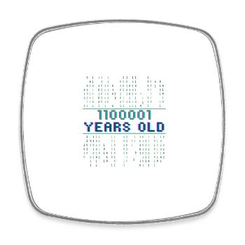 97e anniversaire 97 ans Codeur de code binaire - Magnet carré - blanc - Devant