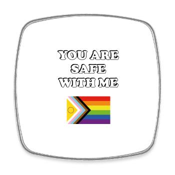 Vous êtes en sécurité avec moi Drapeau de progrès de la fierté inclusive - Magnet carré - blanc - Devant